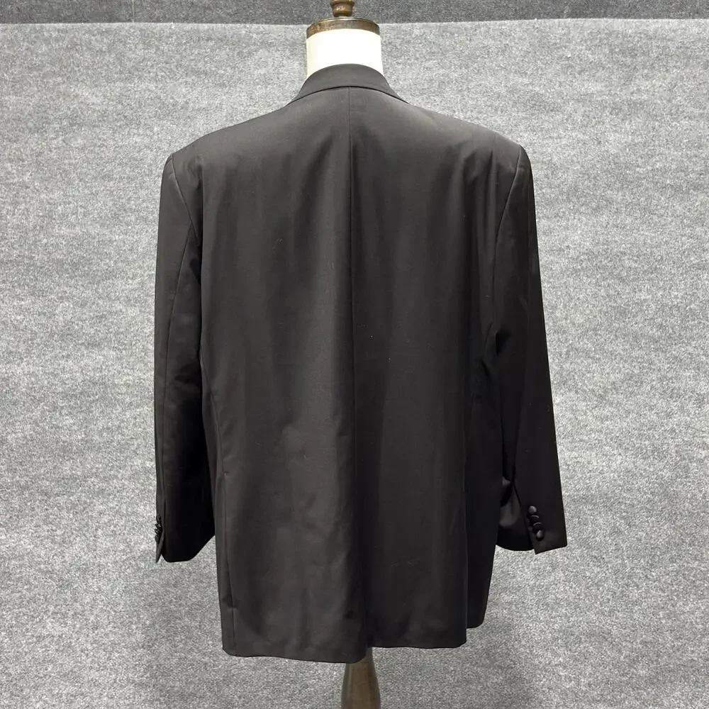 Woolmark Tuxedo Jacket Mens 48 Black Wool Satin Lapel 2 Button Formal Wedding
